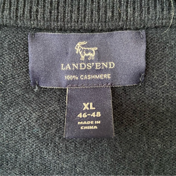Lands’ End Cashmere Sweater Vest V Neck Timeless Academia Business Preppy Sz XL - Picture 2 of 6